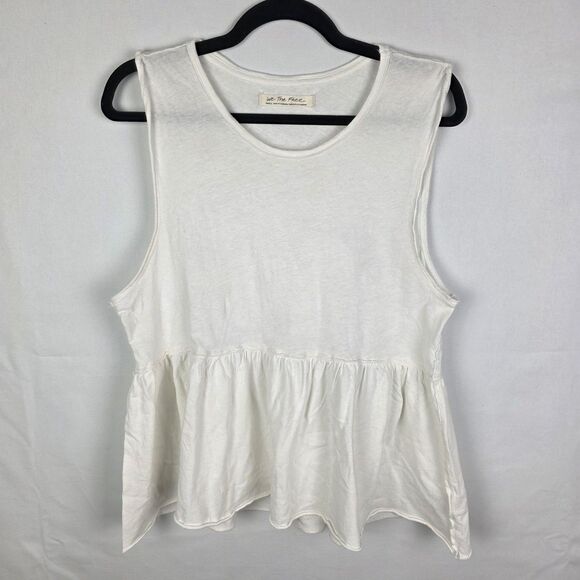We the Free People  Anytime Tank Top Peplum Ivory/ Off-White   size LARGE - Picture 2 of 7